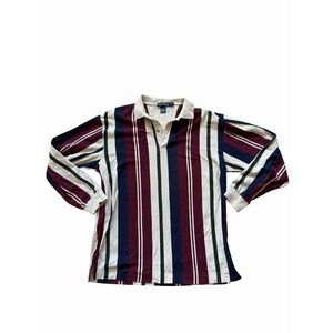Vintage 90s Nautica Rugby Polo Shirt Men M Striped Color Block Long Sleeve